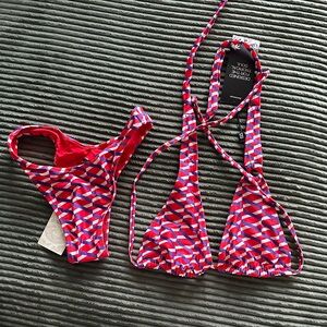 Blackbough Red and Blue Geometric Bikini Set